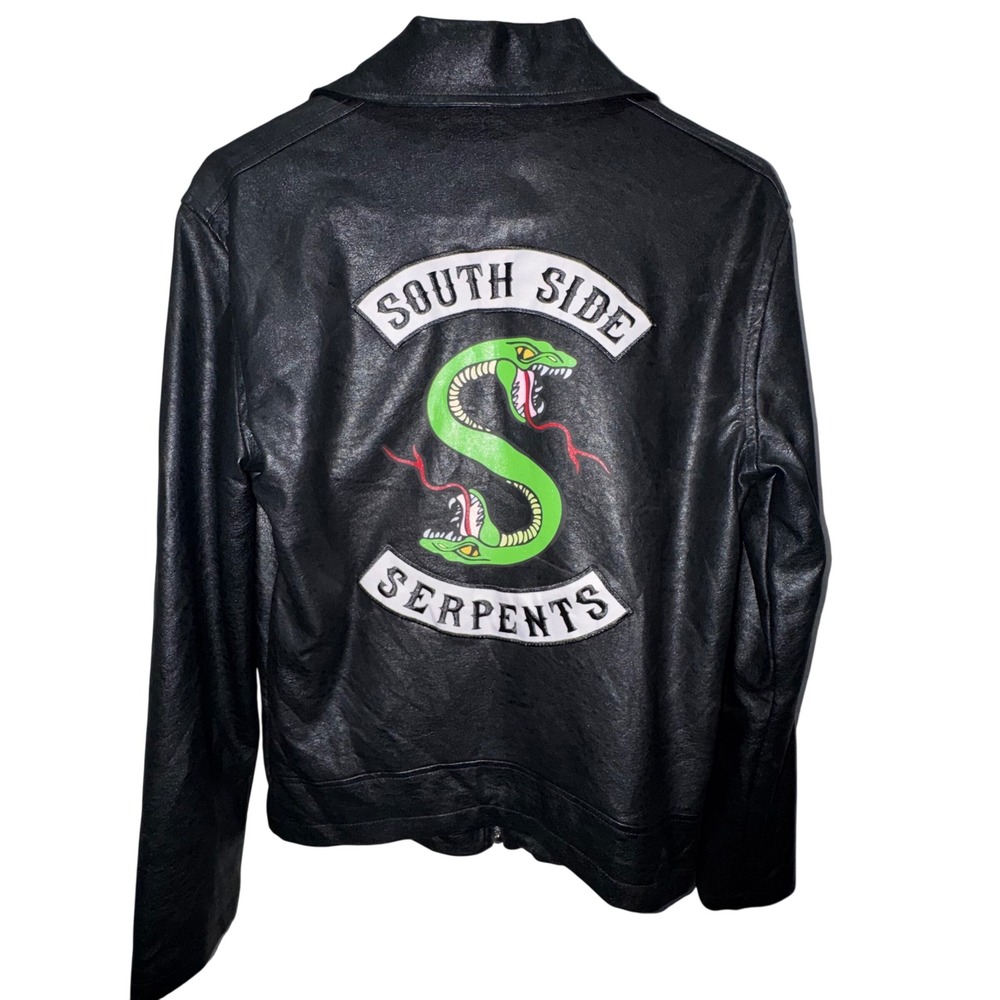 Hot‎ Topic Riverdale Southside Serpents Moto Jacket XS Black EUC Faux Leather